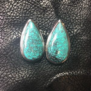 Contemporary Turquoise Tear Drop Earrings